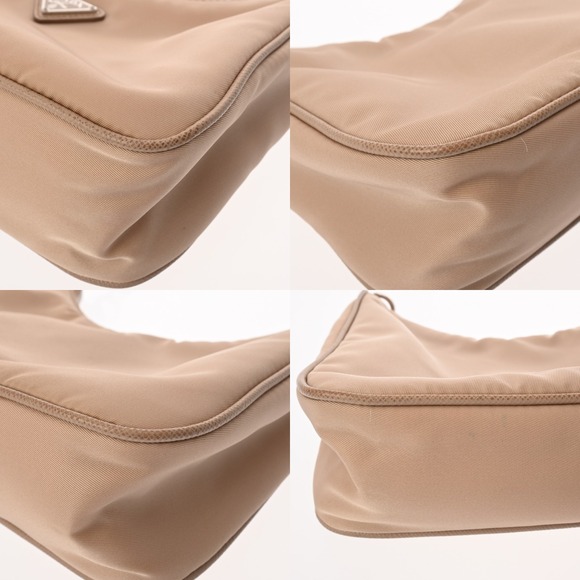 Prada Shoulder Bag Beige Nylon Saffiano Leather - Picture 6 of 9